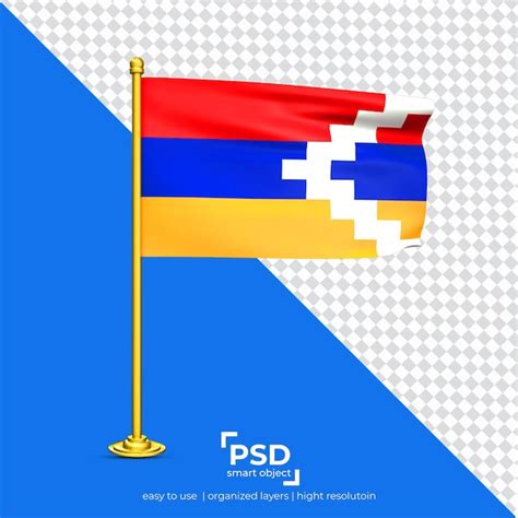 Premium Psd Artsakh Waving Flag Set Isolated On Transparent Background