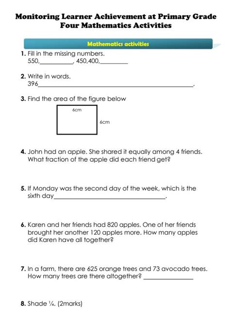 Grade Four Revision Papers