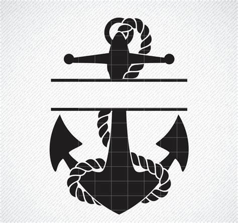 Anchor Svg Anchor Split Monogram Svg Anchor Monogram Svg Nautical Split Monogram Frame Dxf