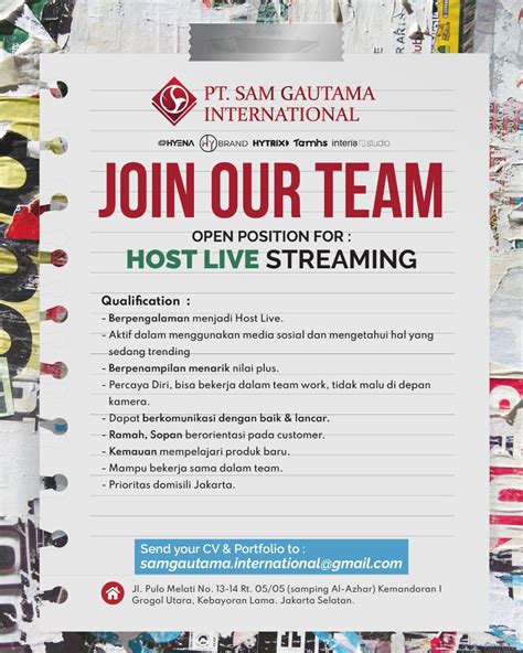 Lowongan Kerja Host Live Streaming Di Pt Sam Gautama International