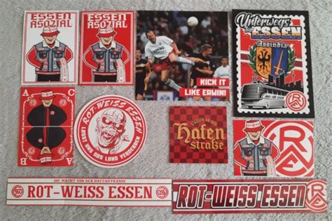 Aufkleber Mix Rot Weiss Essen Fanszene Ultras Sticker Eur