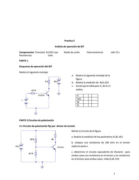 Solution An Lisis De Operaci N De Bjt Informe De Laboratorio Studypool