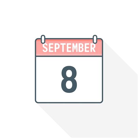 Premium Vector | 8th september calendar icon september 8 calendar date ...