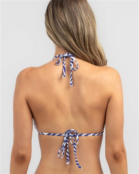 Shop Kaiami Aphrodite Triangle Bikini Top In White Blue Fast Shipping