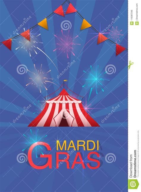 Carnival And Fun Fair Flyer Template Vector Logo With A Painted Tent