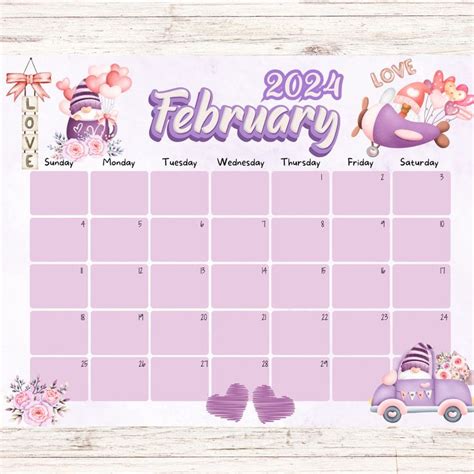 EDITABLE February 2024 Calendar Valentine S Day Etsy In 2024 Print