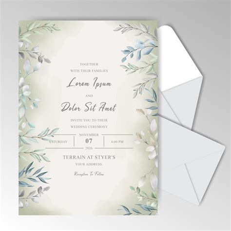 Cartes D invitation De Mariage Aquarelle élégantes Avec De Belles