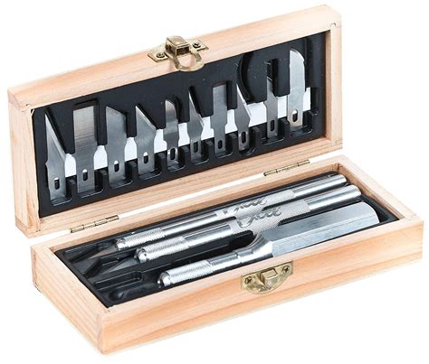 Craftsman Hobby Knife Set American Made Craft Knife Kit With 13 Assorted Blades Wooden Chest