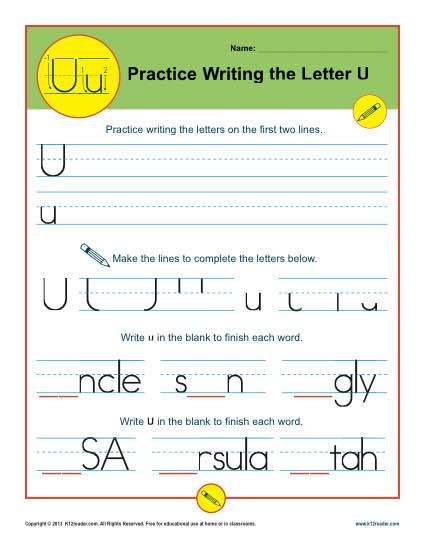 Letter U Worksheets Printable Handwriting Worksheet