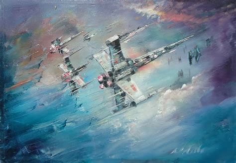 Free download | HD wallpaper: Star Wars, oil painting, x wing, Naci ...