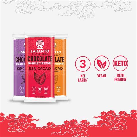 Lakanto Sugar Free Chocolate Bars Dark Cacao Keto Almond Ounce