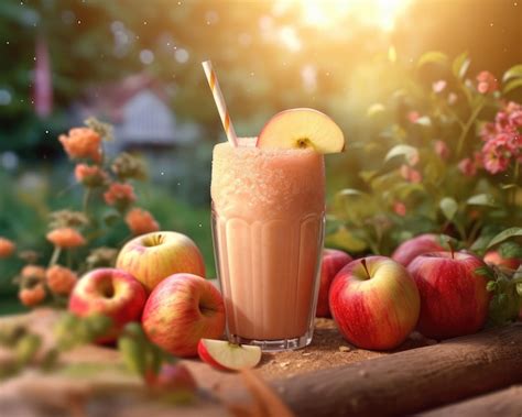 Fresh Smoothie Apple Lassi Con Fruta De Manzana En El Restaurante De