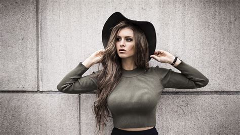 Josefine Forsberg Women Model Long Hair Brunette Looking Away Big