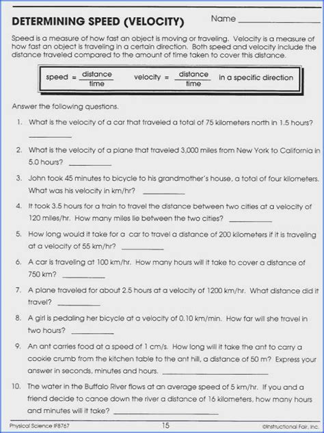 Calculating Acceleration Worksheet 5th Grade