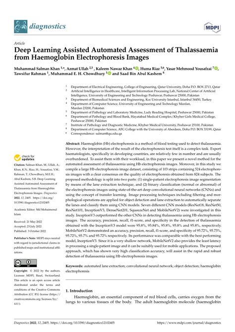 Pdf Deep Learning Assisted Automated Assessment Of Thalassaemia From Haemoglobin