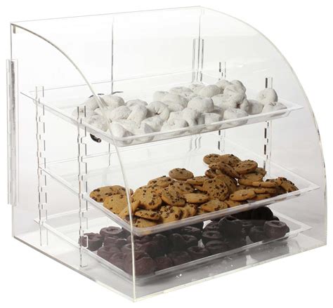 Countertop Bakery Display Case Clear Acrylic With Rear Loading Doors