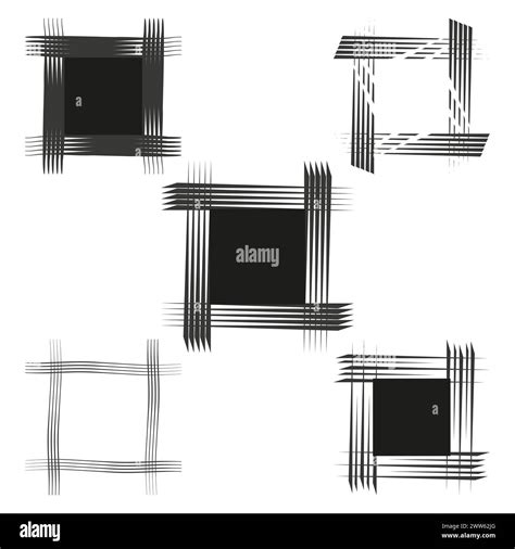 Set Of Abstract Black Brush Stroke Frames On A White Background Vector