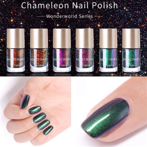 Buy 9ml NICOLE DIARY Chameleon Nail Polish Sequins Long Lasting Nail