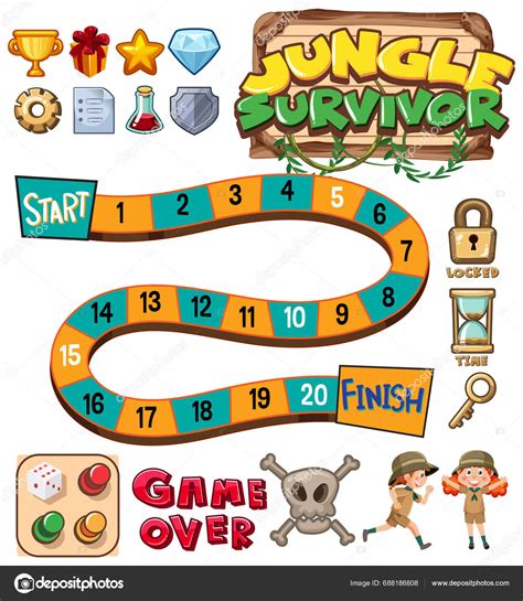 Fun Filled Jungle Themed Board Game Template Adventure Enthusiasts ...