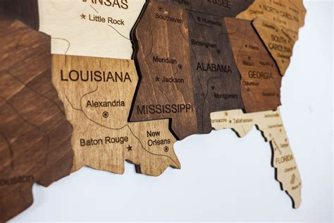 3D Wooden USA Map With Push Pins, Large Wood US America Map Wall Decor ...