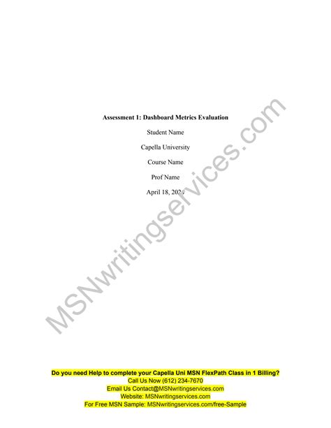 SOLUTION Nhs Fpx 6004 Assessment 1 Dashboard Metrics Evaluation