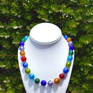 Diva Murano Glass Beaded Necklace Multi Color Glass Beads Gift Idea