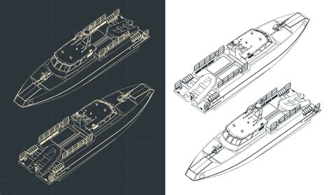 High speed patrol boat isometric blueprints 45946766 Vector Art at Vecteezy