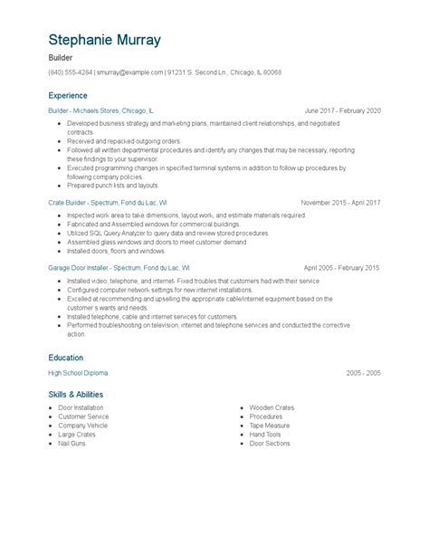 Builder Resume Examples and Tips - Zippia