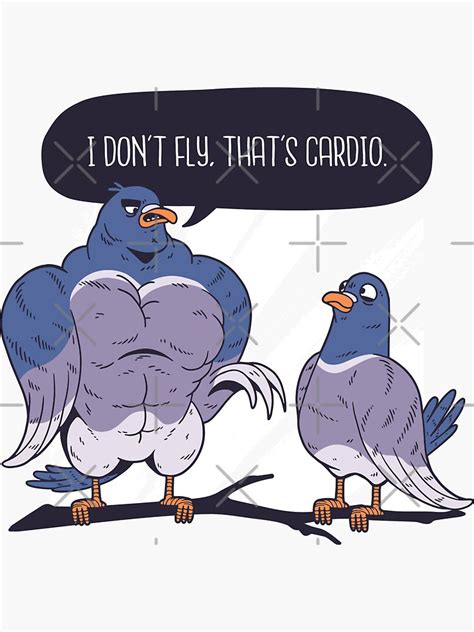 "I Don't Fly That's Cardio Funny Pigeon Gym Meme" Sticker by liftdesign ...