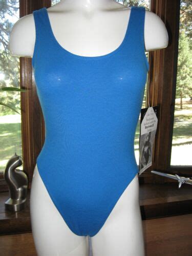 Gilda Marx Blue Vintage 80s 90s Leotard Bodysuit High Cut Legs