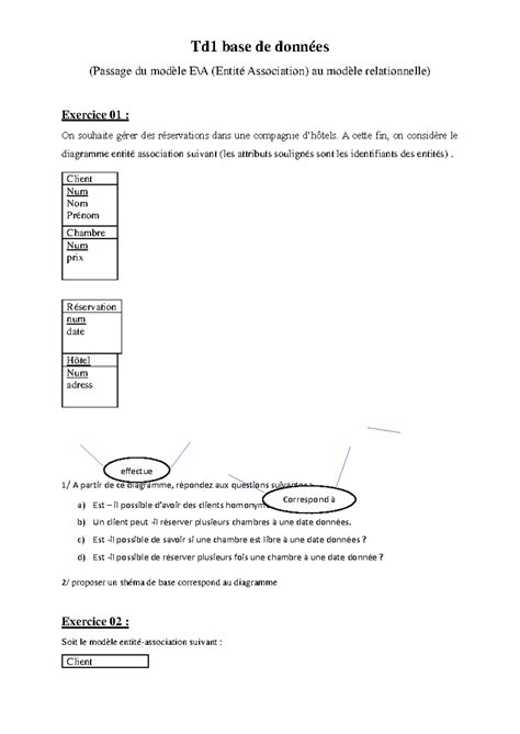 Td Base De Donn Es Td Td Base De Donn Es Passage Du Mod Le E A