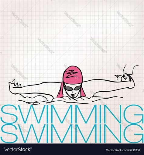 Girl swimming in butterfly stroke style Royalty Free Vector