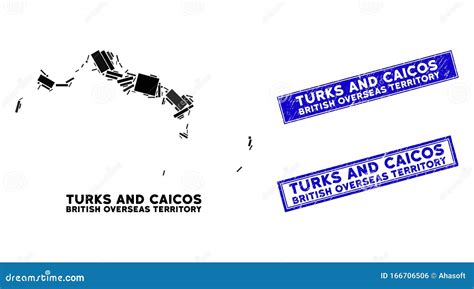 Mosaic Turks And Caicos Islands Map And Distress Rectangle Watermarks