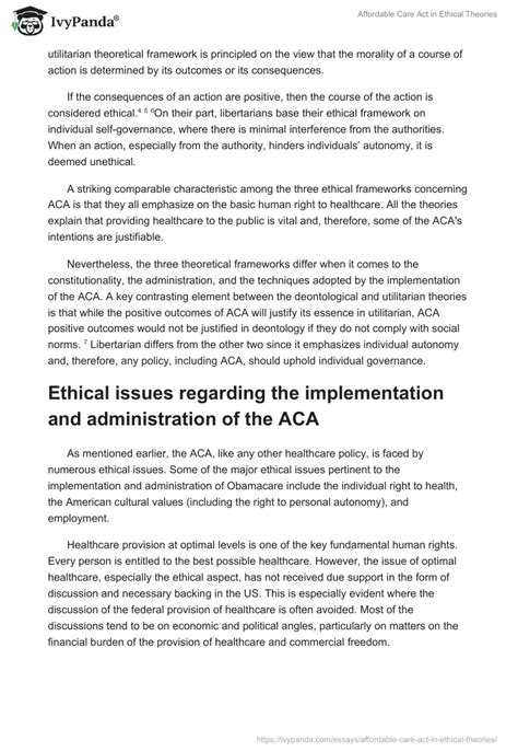 Affordable Care Act In Ethical Theories 1336 Words Research Paper Example