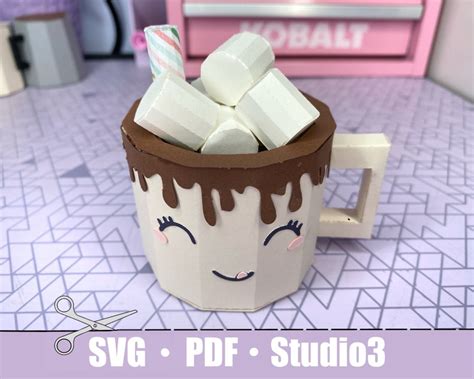 D Layered SVG Model Hot Cocoa Mug With Marshmallows For Cricut Or