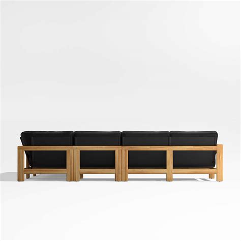 Anguilla Teak 5-Piece L-Shaped Outdoor Sectional Sofa with Black ...