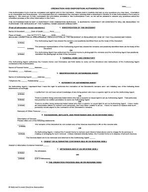 Fillable Online Cremation And Disposition Authdoc Fax Email Print