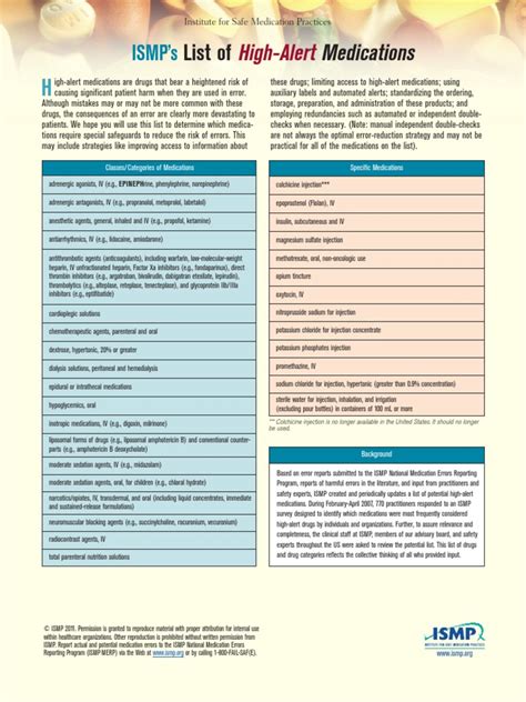 High Alert Medications Pdf Pharmaceutical Drug Drugs