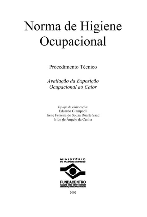 Norma Higiene Ocupacional NHO01 PDF