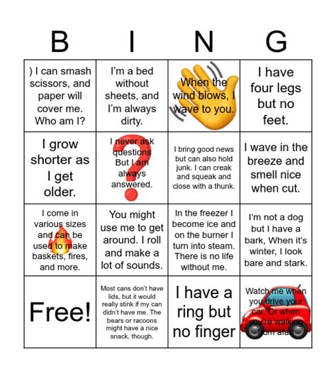 Scavenger Hunt Bingo Card