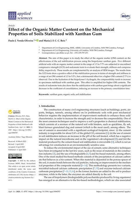 Pdf Effect Of The Organic Matter Content On The Mechanical Properties