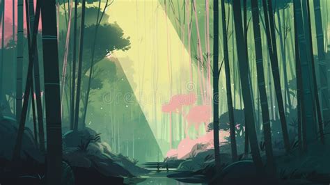 Lofi Forest Landscape Wallpaper Background Design, Anime Manga Style ...