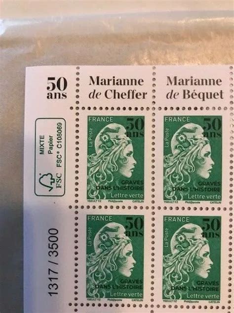 Feuille De Timbres Lettre Verte Surchargee Marianne L Engagee