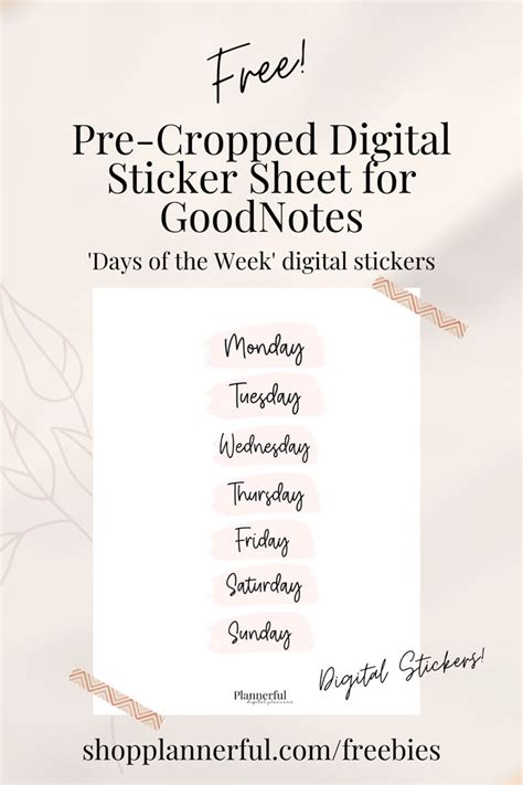 Digital Stickers Freebie Days Of The Week Pre Cropped Stickers Sheet