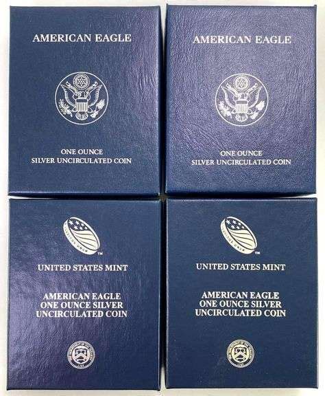 Group Of Us Mint Uncirculated American Silver Eagles