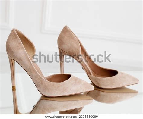 Suede Beige Stilettos Nude Stilettos Stand Stock Photo Shutterstock