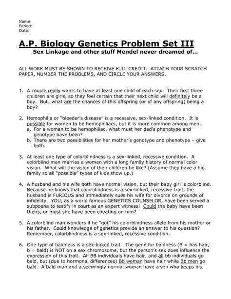 Ap Biology Genetics Worksheet Worksheets For Kindergarten