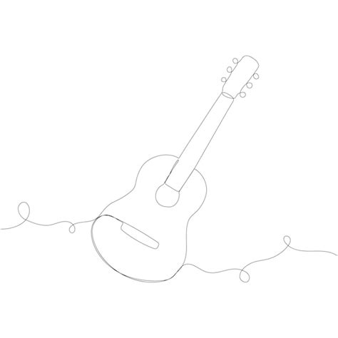 Premium Vector Continuous Line Drawing Of Acoustic Guitar