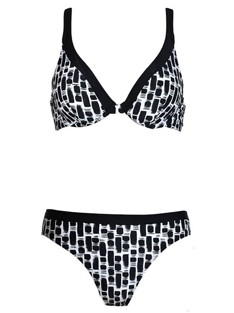 Naturana BLACK WHITE Geo Print Underwired Bikini Set Size 10