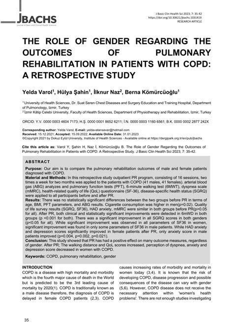 PDF The Role Of Gender Regarding The Outcomes Of Pulmonary